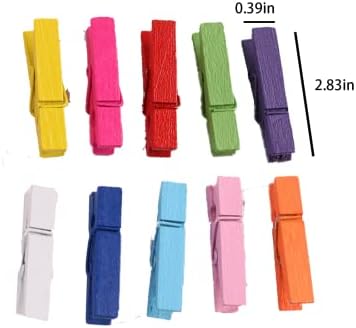 Prendedores de roupa de madeira média de 50pcs, pinos de roupas coloridas para vários fins para artesanato, roupas penduradas,