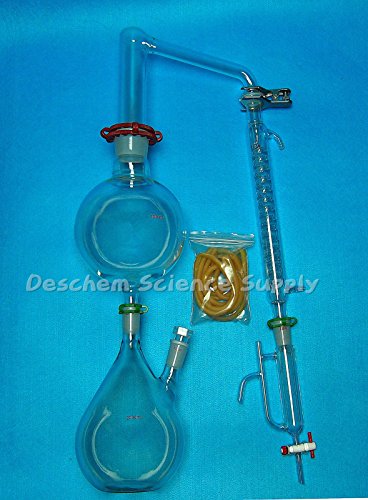 Aparelho de destilação a vapor de óleo de vidro Deschem, condensador de Graham, com grampos