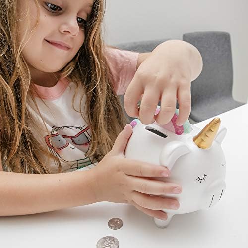 Unicorn Piggy Bank for Girls - Cerâmica Rainbow Money Kids - Coin Pony - Penny