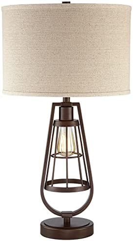 Franklin Iron Works Topher Industrial Table Lamp 27 3/4 de altura com porto de carregamento USB LED Nightlight Bronze Bronze