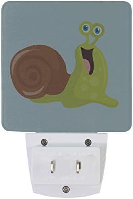 Naanle Conjunto de 2 caracol engraçados com caráter de desenho animado da Shell House Brown em Blue Auto Sensor Led Dusk To Dawn Night Light Plug in Indoor for Adults