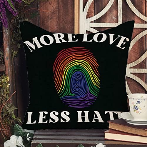 Igualdade de gênero LGBTQ Orgulho gay Lesbiano Tampa de travesseiro de arremesso mais amor Menos ódio arco -íris Filas de travesseiro