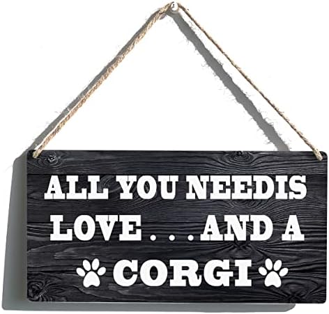 Corgi Sign Gift Farmhouse tudo o que você precisa é de amor e um corgi de madeira pendurada sinal de parede rústica