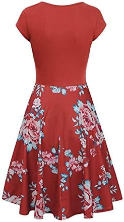 Vestidos de verão wpoumv para mulheres estampas florais vestido curto V vestido de pescoço Plus Tamanho Casual Um vestido de