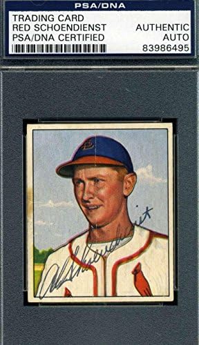 Red Schoendienst 1950 Bowman assinado Mão assinado PSA/DNA original autêntico autêntico - Baseball Slabbed Cartis autografados