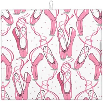 Sapatos de balé rosa ytora tapete de secagem para balcão de cozinha, microfibra resistente a deslizamentos, almofada seca rápida