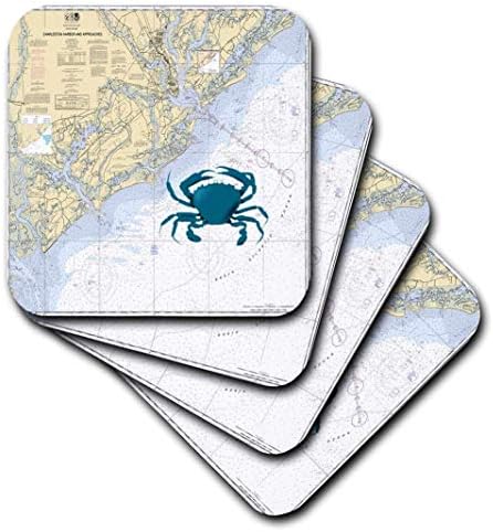3drose cst_204863_1 Impressão do gráfico de Charleston Harbor com montanhas -russas macias de caranguejo azul