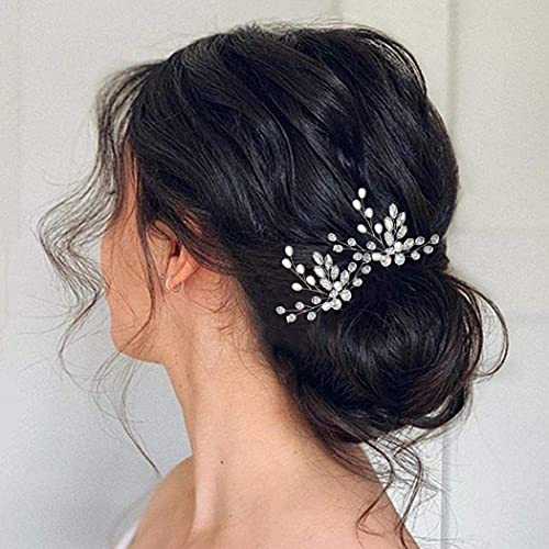 Casdre cristal noiva pinos de cabelo prateados strides hair pedancos de pérola acessórios para mulheres e meninas