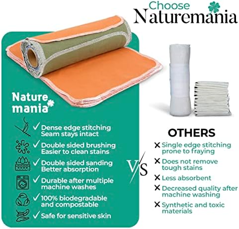 Naturemania Value Pack de 24 toalhas de papel reutilizáveis ​​- toalhas de papel sem papel feitas com super macio, puro