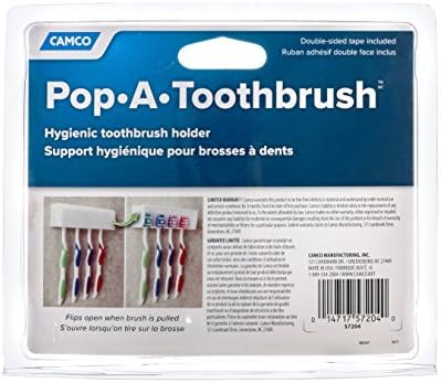 Camco pop-a-de-de-dente, suporte de escova de dentes higiênico, segura 4 escovas de dentes, preto