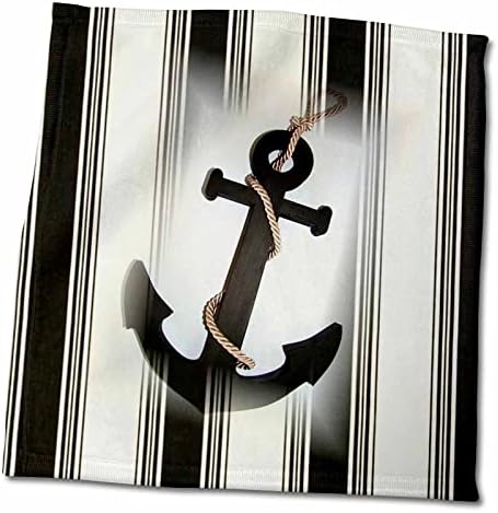 Imagem de 3drose de âncora preta nos velejadores listras brancas pretas - toalhas