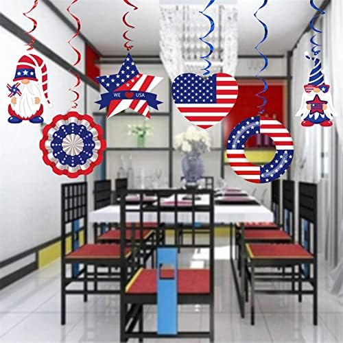 Garland de cana de doce para manto American Independence Day Decorativo Estrela pendente de espiral Spangled Banner