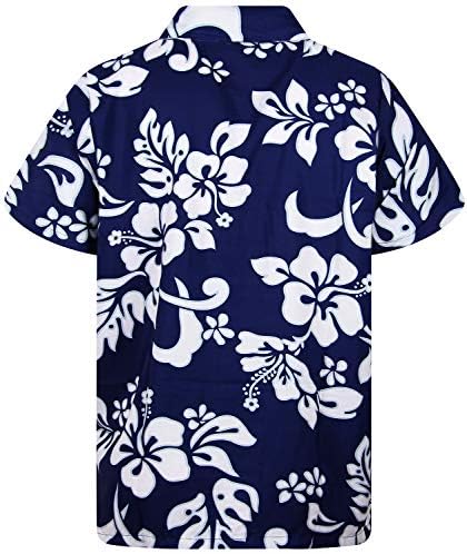 V.H.O. Camisa havaiana funky Men de manga curta Hibiscus várias cores Hibiscus