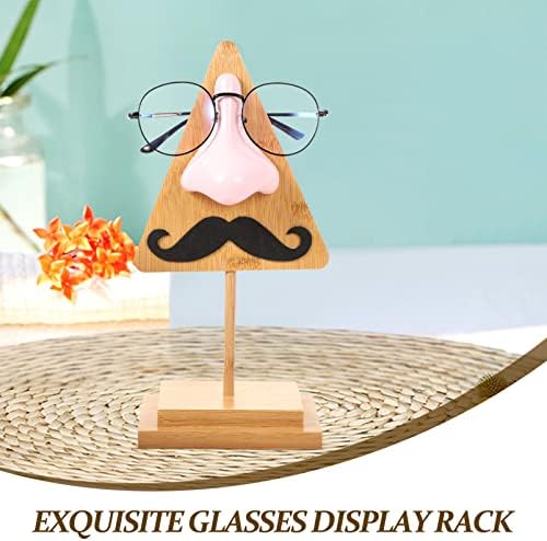 Besportble Desktop Stand Stand Wooden Shape Glasses Porta de espetáculo com óculos de sol Bigode Exibir suporte de caneta para desktop para óculos de óculos escova de caneta Epyels Solter