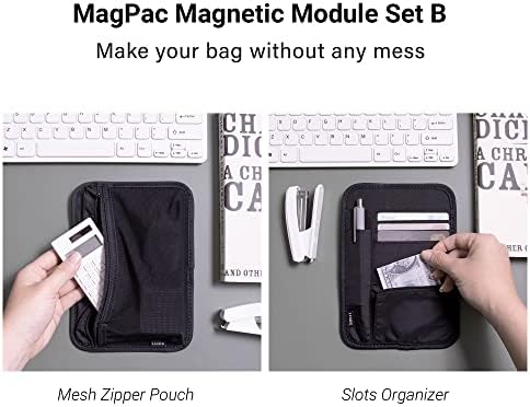 Lhids Magpac Magpac Magnetic Travel Pouch Módulo Conjunto com Mesh Zipper Pouch & Bagage Organizer, Cubos de empacotamento