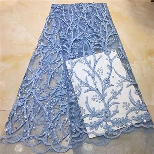 Sfabric Blue Azul nigeriano Tulle Lace Fabrics mais recentes lantejoulas de malha Mesh malha de renda africana Noiva