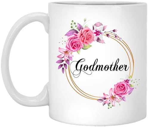 Gavinsdesigns madrinha Flor Novelty Coffee Caneca Presente para o Dia das Mães - Madrinha Flores Rosa na moldura Dourado - Nova madrinha