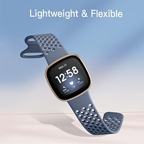 IMIVIO Sport Bands Compatível com Fitbit Sense / Versa 4 / Versa 3 relógio inteligente para homens, alça de reposição à prova d'água com orifícios de ar respirável, pequenos, grandes