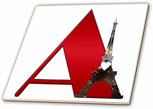 3drose Red Monogram Inicial a com uma torre Eiffel - telhas
