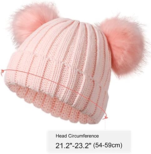 Womens Winter Pom Pom Pom chapéus de peles destacável Bola fofa Capinho de cabo macio quente com orelhas para mulheres