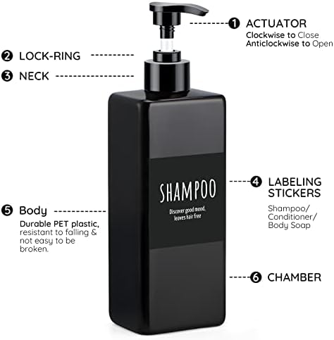 Segbeauty Shampoo e dispensador de condicionador recarregável, 3pcs 16,9 onças garrafas de banho dispensador de sabão