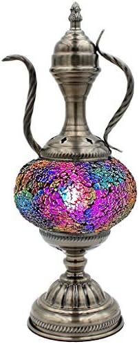 Silverfever Mosaic Turkish Bels Bels Lâmpada de vidro marroquino para mesa de mesa de cabeceira de bronze com lâmpada e12 lâmpada