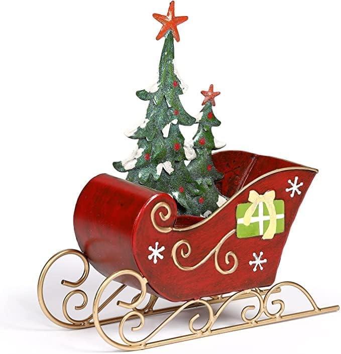 11.2 W Christmas Sleigh Decoration Metal Christmas Sleigh Centerpieces Ornamentos para decoração de mesa para casa