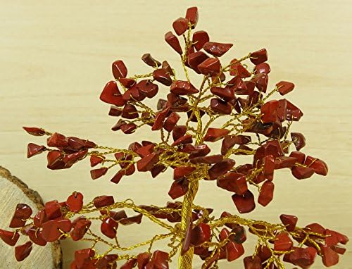 Reikiera Red Jasper Tree Feng Shui Reiki Healing Stone Table espiritual Decoração - fio de ouro