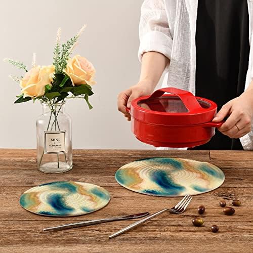 Alaza Teal Brown Blue Tay Dye Potholders Trivets Definir suportes de algodão Hot Pot Set Desenings Coasters de fazenda,