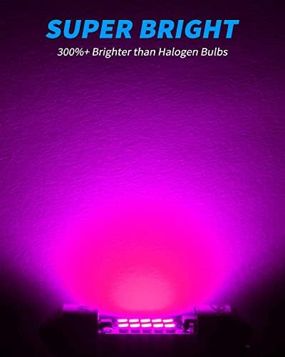 Yorkim DE3022 Bulbo LED 31mm Festoon LED Bulb Pink Super Bright Canbus 10-Smd 4014 Chipsets, 3175 LED BULL, DE3175 LED BULL, 3022 LED para luzes do mapa de cúpula de carro, pacote de 4