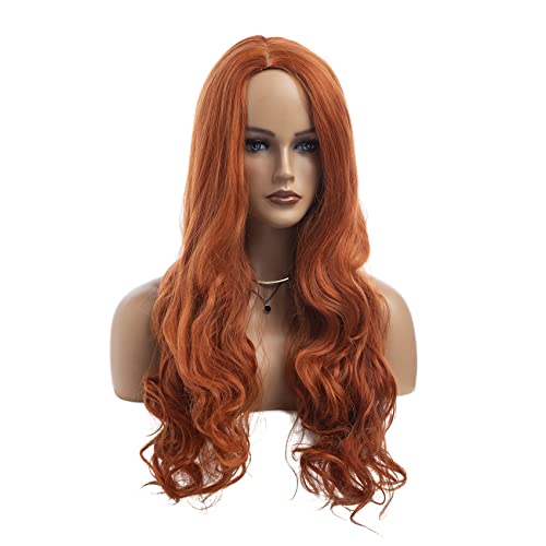 Baruisi laranja perucas para mulheres longas e onduladas de ginger de gengibre de gengibre longa ondulado de gengibre
