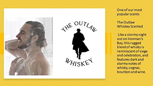 Sr. Bomb Gift for Men | The Outlaw - Whisky perfumado | Conjunto de barras de shampoo, lavagem do corpo, loção, bomba