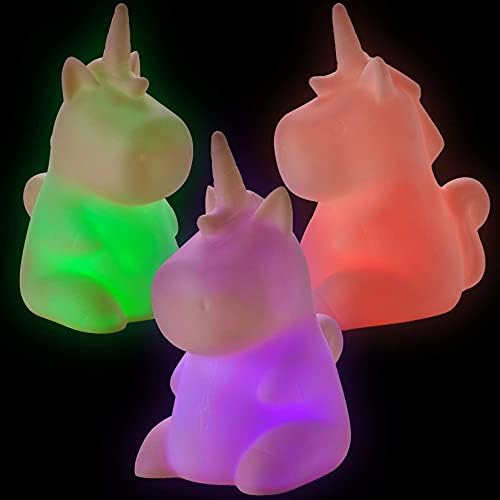 Lâmpada de unicórnio multicolor de kicko - 3 pacote - variedade de cores - luz da área de trabalho para quarto, crianças,