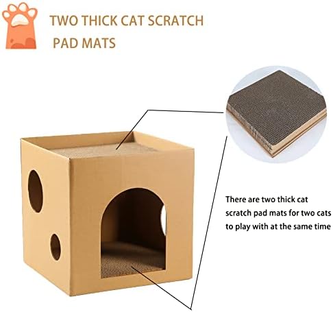 Casa de gato de papelão, casa de papelão de arranhões com dois scratcher, gato, gato corrugado Scratcher Box House