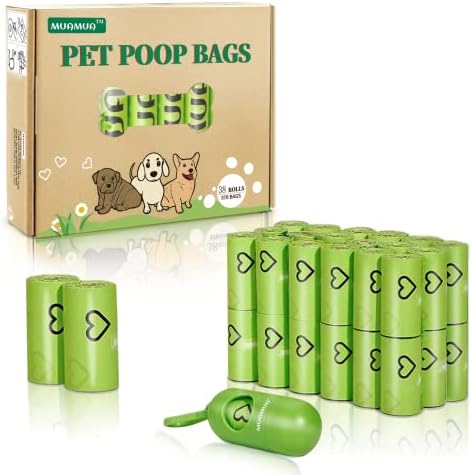 Bolsas de cocô de cachorro biodegradáveis ​​com dispensador, rolos de recarga à prova de vazamento de Muamua para cães viagens