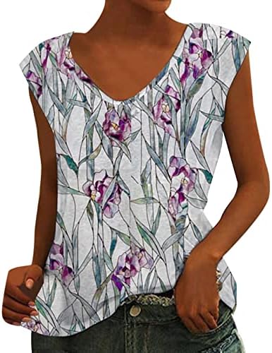 Camisas femininas Tops de verão fofos para mulheres Tampas plus sizes V Pescoço com estampa de pescoço Tops T para mulheres casuais
