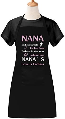 Avental do Dia das Mães de Claswcalor com bolsos, o amor de Nana é um avental infinito para cozinhar, Black Perda -Imper impermeável
