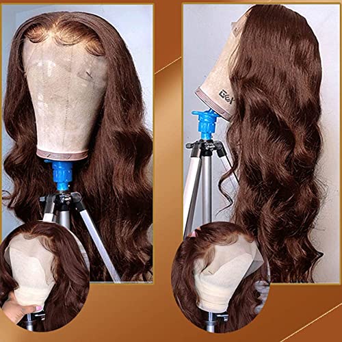 Tayesha Chocolate Brown Lace frontal peruca 22 polegadas 13x4 onda corporal frontal perucas de cabelo humano para mulheres negras 150% Densidade