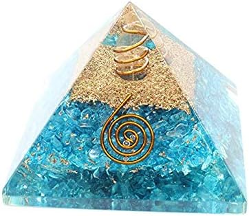 Orgono Pirâmide Aquamarina Gerador de Energia com Proteção EMF para Cura de Chakra/Meditação Desenvolvimento de Yoga- Equilíbrio de