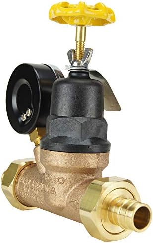 Válvulas Apollo Epxprv34wg Regulador de pressão da água com medidor, bronze