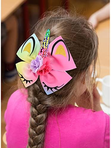 insowni 4 pacote 6 grande grande glitter lantejoulo bow unicorn jacarator clipes de cabelo barrettes arco para meninas crianças