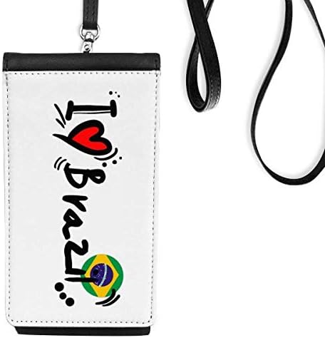 I Love Brasil Word Flag Love Heart Ilustração Pão de carteira de telefonia pendurada bolsa móvel bolso preto