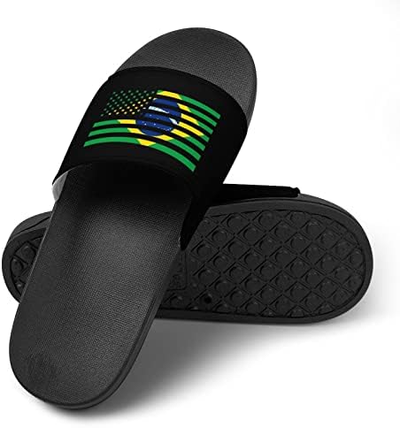 Brasil-American American Flag Women's Men's PVC Home Sandals não deslizam sandálias de piscina de praia de secagem rápida