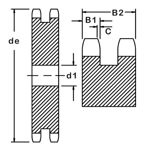 Ametric® 2022A42 METRIC 2022A42 ISO 05B-2 PLACA SPROCKLEGRO DE ALEIRO 42 DOROS PARA AMETRIC® No. 2022 Corrente de fios duplos