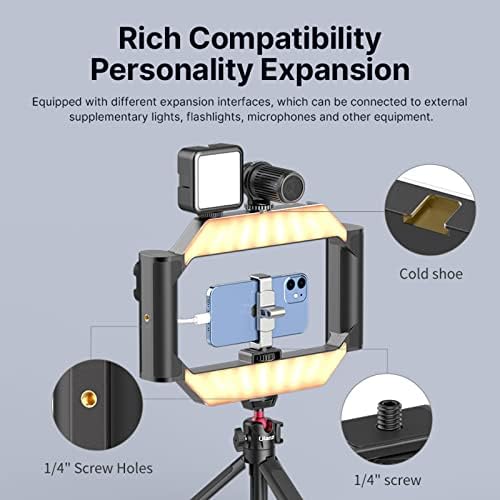 ULANZI Smartphone Video Rig W Light e Remote Control para VideoMaker Filming Maker Video Grapher, U-rig Light Handheld