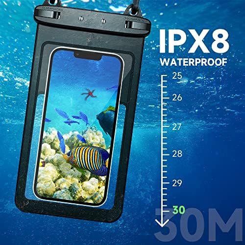 Bocha telefônica à prova d'água Yespure 2pcs, IPX8 Caixa de telefone impermeável ipx8 bolsa seca com cordão ajustável para iPhone