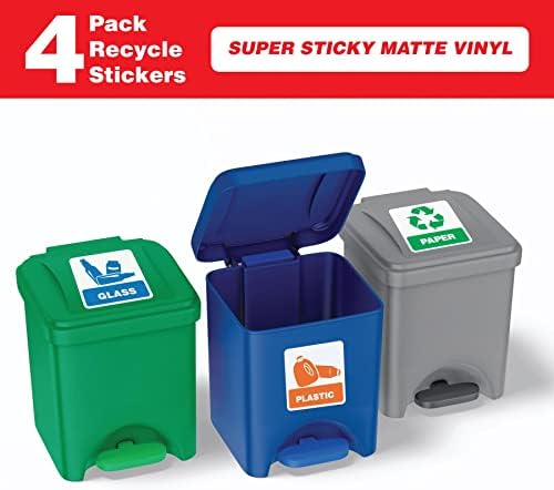 Reciclar latas de lata de lixo Pacote de vidro de plástico de 4 cores clássicas adesivo de bin bin adesivo