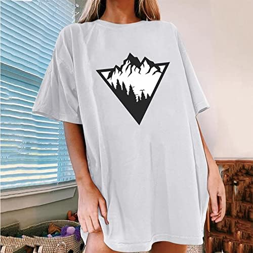 Camisa de manga curta para mulheres, com túnica confusa de túnica de túnica de túnica casual Camisetas de impressão de impressão