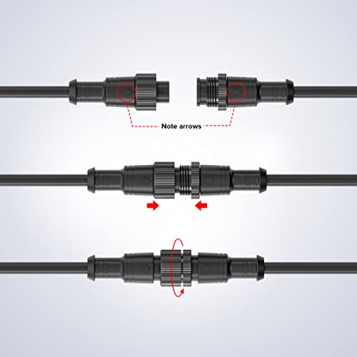 BTF Lighting 6,56 pés 2 pinos 18awg ip67 Extensão fio de cabo com conectores masculino e fêmea nas duas extremidades para