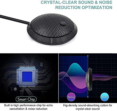 Microfone USB da Conferência Lhllhl, Microfone PC Omnidirecional Condenser com indicador de LED de botão mudo, plug & play